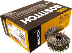 Stanley Bostitch - 13 Gauge 0.099" Shank Diam 2" Long Framing Nails for Power Nailers - Steel, Yellow Zinc Finish, Smooth Shank, Coil Wire Collation, Round Head, Diamond Point - Exact Tooling