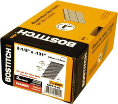 Stanley Bostitch - 11 Gauge 0.131" Shank Diam 2-1/2" Long Framing Nails for Power Nailers - Steel, Bright Finish, Smooth Shank, Angled Stick Wire Collation, Round Head, Diamond Point - Exact Tooling