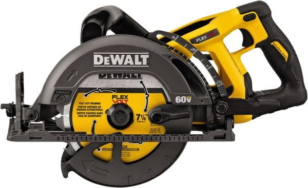 DeWALT - 60 Volt, 7-1/4" Blade, Cordless Circular Saw - 5,800 RPM, Lithium-Ion Batteries Not Included - Exact Tooling