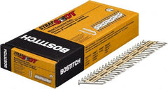 Stanley Bostitch - 10 Gauge 0.148" Shank Diam 1-1/2" Long Metal Connecting Nails for Power Nailers - Steel, Galvanized Finish, Smooth Shank, Angled Stick Paper Tape Collation, Round Head, Diamond Point - Exact Tooling
