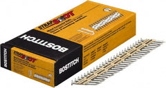 Stanley Bostitch - 11 Gauge 0.131" Shank Diam 1-1/2" Long Metal Connecting Nails for Power Nailers - Steel, Galvanized Finish, Smooth Shank, Angled Stick Paper Tape Collation, Round Head, Diamond Point - Exact Tooling