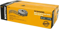 Stanley Bostitch - 13 Gauge 1" Long Roofing Nails for Power Nailers - Steel, Galvanized Finish, Smooth Shank, Coil Wire Collation, Round Head, Diamond Point - Exact Tooling