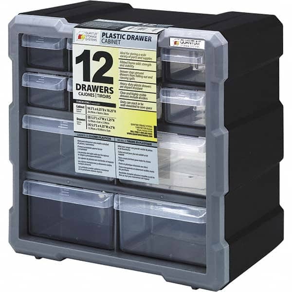 Quantum Storage - 12 Drawer, Small Parts Drawer Cabinet System - 10-1/2" Deep x 6-1/4" Wide x 10-1/4" High - Exact Tooling