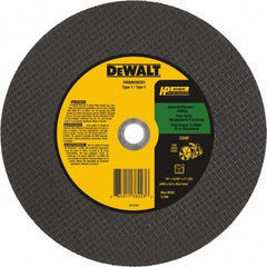 DeWALT - 16" 24 Grit Silicon Carbide Cutoff Wheel - 5/32" Thick, 1" Arbor, 4,700 Max RPM, Use with Chop Saws - Exact Tooling