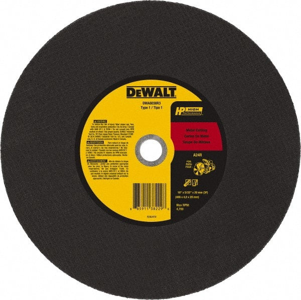 DeWALT - 16" 24 Grit Aluminum Oxide Cutoff Wheel - 5/32" Thick, 20mm Arbor, 4,700 Max RPM, Use with Chop Saws - Exact Tooling