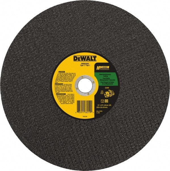 DeWALT - 14" 24 Grit Silicon Carbide Cutoff Wheel - 1/8" Thick, 20mm Arbor, 5,500 Max RPM, Use with Chop Saws - Exact Tooling
