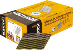 Stanley Bostitch - 11 Gauge 0.12" Shank Diam 2-3/8" Long Framing Nails for Power Nailers - Steel, Bright Finish, Ring Shank, Angled Stick Wire Collation, Round Head, Diamond Point - Exact Tooling