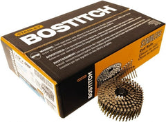 Stanley Bostitch - 13 Gauge 1-1/2" Long Siding Nails for Power Nailers - Steel, Stainless Steel Finish, Ring Shank, Coil Wire Collation, Round Head, Blunt Diamond Point - Exact Tooling