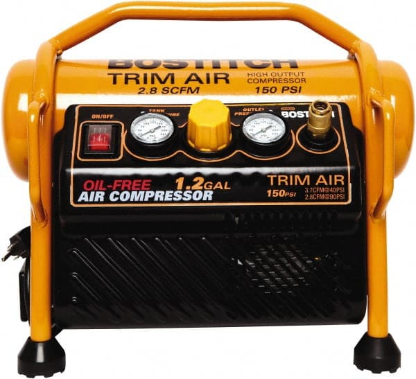 Stanley Bostitch - 1.5 hp, 2.80 CFM, Trim Air Compressor - 1.2 Gal Tank, 12 Amp, 120 psi, 110 AC - Exact Tooling