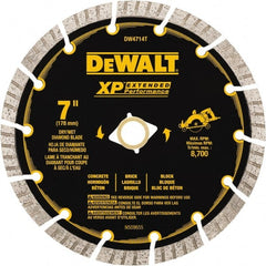 DeWALT - 7" Diam, 5/8" Arbor Hole Diam, 14 Tooth Wet & Dry Cut Saw Blade - Diamond Matrix, Fast Cutting Action, Standard Round Arbor - Exact Tooling