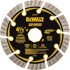 DeWALT - 4-1/2" Diam, 5/8" Arbor Hole Diam, 10 Tooth Wet & Dry Cut Saw Blade - Diamond Matrix, Fast Cutting Action, Standard Round Arbor - Exact Tooling