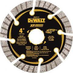 DeWALT - 4" Diam, 7/8" Arbor Hole Diam, 8 Tooth Wet & Dry Cut Saw Blade - Diamond Matrix, Fast Cutting Action, Standard Round Arbor - Exact Tooling
