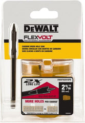 DeWALT - 2-9/16" Diam, 2" Cutting Depth, Hole Saw - Carbide-Tipped Saw, Toothed Edge - Exact Tooling