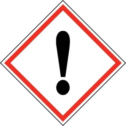 NMC - Hazardous Materials Label, Header: Harmful Irritant Warning - Legend: GHS - Graphic, English, Black & Red, 2" Long x 2" High, No Coating - Exact Tooling
