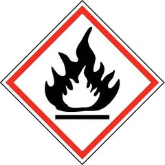 NMC - Hazardous Materials Label, Header: Flammable Warning - Legend: GHS - Graphic, English, Black & Red, 2" Long x 2" High, No Coating - Exact Tooling