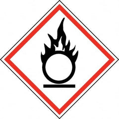 NMC - Hazardous Materials Label, Header: Oxidizer Warning - Legend: GHS - Graphic, English, Black & Red, 2" Long x 2" High, No Coating - Exact Tooling