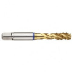 9/16-18 2B 4-Flute PM Cobalt Blue Ring Semi-Bottoming 40 degree Spiral Flute Tap-TiN - Exact Tooling