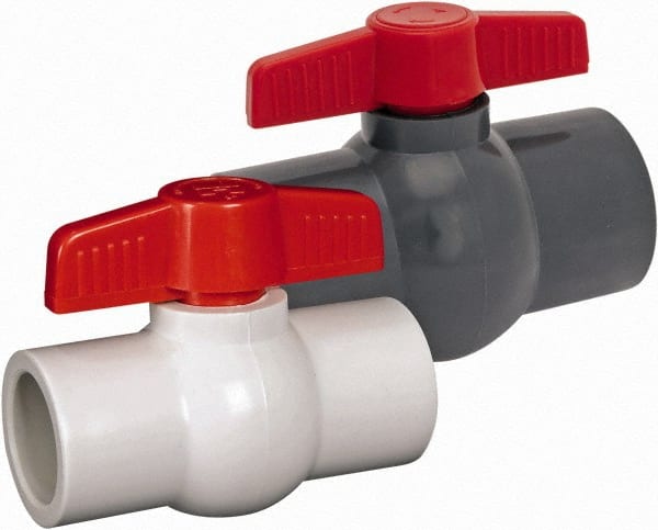 Hayward - 2" Pipe, Full Port, PVC Miniature Ball Valve - Inline - One Way Flow, Socket Ends, Tee Handle, 150 WOG - Exact Tooling