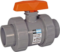 Hayward - 1-1/2" Pipe, Full Port, PVC Full Port Ball Valve - Bi-Directional, Socket x Thread Ends, Tee Handle, 250 WOG - Exact Tooling
