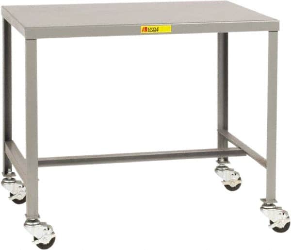 Little Giant - 48 Wide x 24" Deep x 42" High, Steel Heavy-Duty Machine Table - Fixed Legs, Gray - Exact Tooling