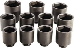 Proto - 11 Piece 1" Drive Full Polish Finish Deep Well Impact Socket Set - 6 Points, 3-1/8" to 4-1/2" Range, Inch Measurement Standard - Exact Tooling