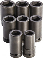 Proto - 8 Piece 1" Drive Full Polish Finish Deep Well Impact Socket Set - 6 Points, 27mm to 41mm Range, Metric Measurement Standard - Exact Tooling
