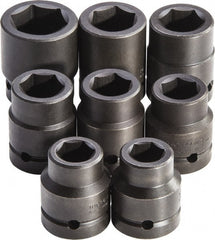 Proto - 8 Piece 1" Drive Full Polish Finish Deep Well Impact Socket Set - 6 Points, 7/8" to 1-1/2" Range, Inch Measurement Standard - Exact Tooling