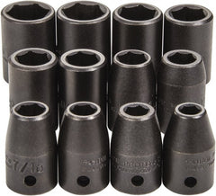 Proto - 12 Piece 1/2" Drive Full Polish Finish Impact Socket Set - 6 Points, 3/4" to 3/4" (8mm to 19mm) Range, Inch/Metric Measurement Standard - Exact Tooling