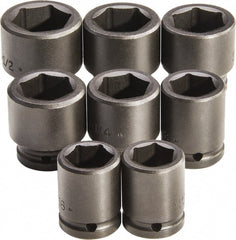 Proto - 8 Piece 3/4" Drive Standard Deep Impact Socket Set - 6 Points, 1 to 1-1/2", Inch Measurement Standard - Exact Tooling
