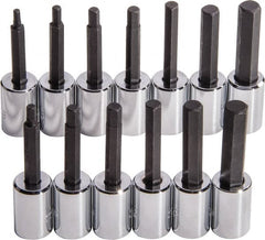 Proto - 13 Piece 3/8" Drive Standard Socket Set - 6 & 12 Points, 3/8 to 3/8", 4 to 10mm, Inch/Metric Measurement Standard - Exact Tooling