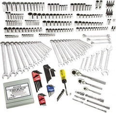 Proto - 302 Piece 1/4", 3/8" & 1/2" Drive Full Polish Finish Deep Well Socket Set - 6, 12 Points, 1/4" to 1-1/4" (4mm to 24mm) Range, Inch/Metric Measurement Standard - Exact Tooling
