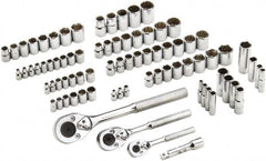 Proto - 81 Piece 1/4", 3/8" & 1/2" Drive Full Polish Finish Deep Well Socket Set - 6, 12 Points, 1/4" to 13/16" (4mm to 19mm) Range, Inch/Metric Measurement Standard - Exact Tooling
