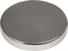 Mag-Mate - 1" Diam x 3/16" High Neodymium Rare Earth Magnet - 38.4 Lb Max Capacity, 180°F Max, Nickel Plated - Exact Tooling