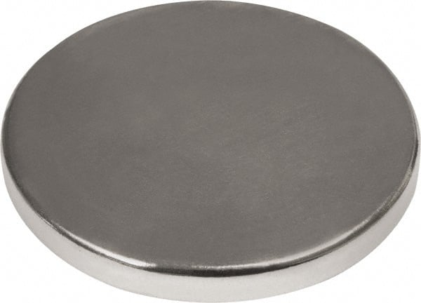 Mag-Mate - 1" Diam x 1/8" High Neodymium Rare Earth Magnet - 37.3 Lb Max Capacity, 180°F Max, Nickel Plated - Exact Tooling