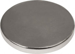 Mag-Mate - 1" Diam x 1/8" High Neodymium Rare Earth Magnet - 37.3 Lb Max Capacity, 180°F Max, Nickel Plated - Exact Tooling