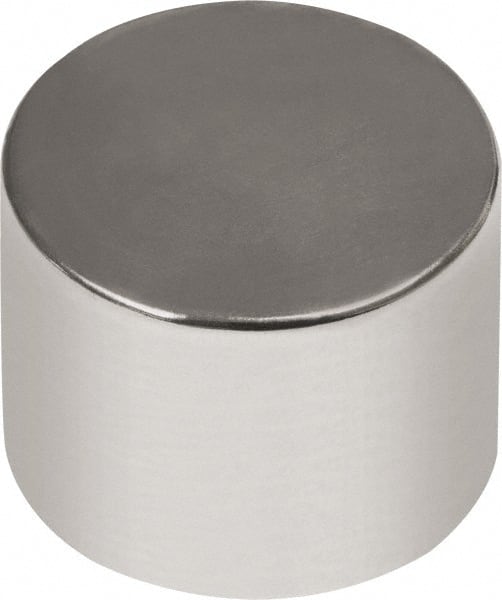 Mag-Mate - 1/2" Diam x 1/2" High Neodymium Rare Earth Magnet - 14.66 Lb Max Capacity, 180°F Max, Nickel Plated - Exact Tooling
