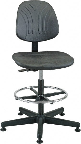 Bevco - 19 to 26-1/2" High Pneumatic Height Adjustable Chair - 27" Wide x 27" Deep, Polyurethane Seat, Black - Exact Tooling