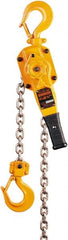 Harrington Hoist - 5,500 Lb Lifting Capacity, 15' Lift Height, Lever Hoist - Made from Chain, 81 Lb Avg Pull to Lift Rated Load, 1 Chain - Exact Tooling