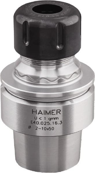 HAIMER - 1/8" to 3/8" Capacity, 50mm Projection, HSK32E Hollow Taper, ER16 Collet Chuck - 0.0001" TIR, Through-Spindle & DIN Flange Coolant - Exact Tooling