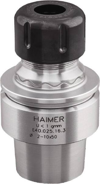 HAIMER - 1/8" to 5/8" Capacity, 2.36" Projection, HSK40E Hollow Taper, ER25 Collet Chuck - 0.0001" TIR, Through-Spindle & DIN Flange Coolant - Exact Tooling