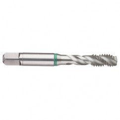 M8x1.25 6H 3-Flute Cobalt Green Ring Semi-Bottoming 40 degree Spiral Flute Tap-Bright - Exact Tooling