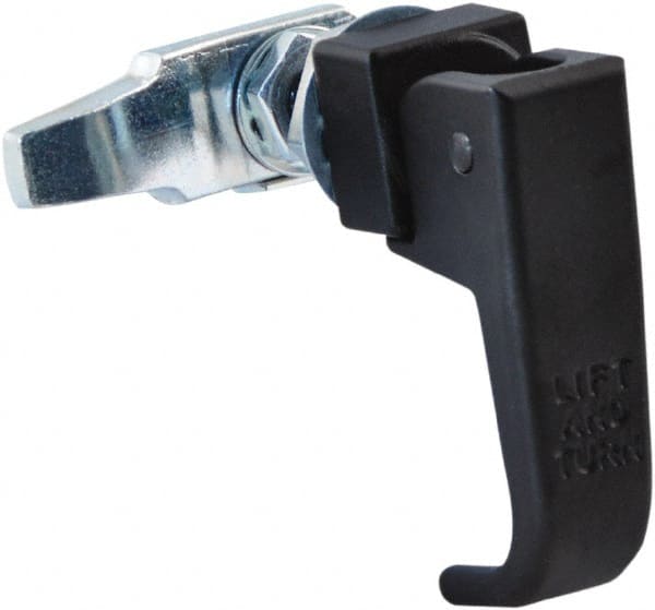 Made in USA - 2-1/4" Long x 3/4" Wide x 2.78" High, Lift & Turn Compression Latch - Zinc Plated Steel, with Black Powder Coat Finish - Exact Tooling