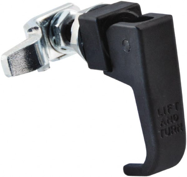 Made in USA - 2-1/4" Long x 3/4" Wide x 2.78" High, Lift & Turn Compression Latch - Zinc Plated Steel, with Black Powder Coat Finish - Exact Tooling