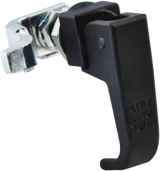 Made in USA - 2-1/4" Long x 3/4" Wide x 2.78" High, Lift & Turn Compression Latch - Zinc Plated Steel, with Black Powder Coat Finish - Exact Tooling