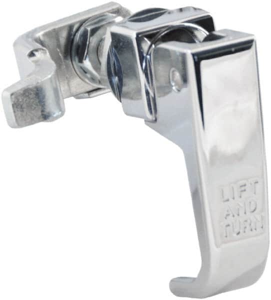 Made in USA - 2-1/4" Long x 3/4" Wide x 2.78" High, Lift & Turn Compression Latch - Zinc Plated Steel, with Polished Chrome Finish - Exact Tooling
