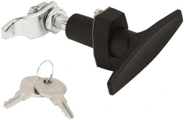 Made in USA - 3.33" Long x 0.88" Wide x 3-1/4" High, Compression Latch - Zinc Plated Steel, with Black Powder Coat Finish - Exact Tooling