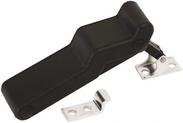 Made in USA - 3.83" Long x 1-1/4" Wide x 0.77" High, Draw Latch - Rubber, with Black Finish - Exact Tooling