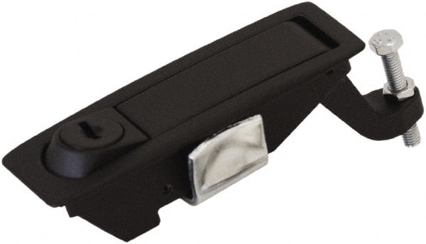 Made in USA - 4.29" Long x 1.61" Wide x 3.31" High, Lever Latch - Zinc Plated Steel, with Black Powder Coat Finish - Exact Tooling