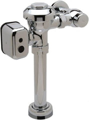 Zurn - 1-1/2" Spud Coupling, 1" Pipe, Closet Automatic Flush Valve - Single Flush, 1.28 Gal per Flush, Chrome Cover, Powered by 120 Volt AC/DC Hard Wire - Exact Tooling