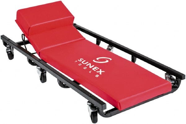 Sunex Tools - 250 Lb Capacity, 6 Wheel Creeper (with Adjustable Headrest) - Metal/Vinyl, 40" Long x 17" Overall Height x 4" Wide - Exact Tooling